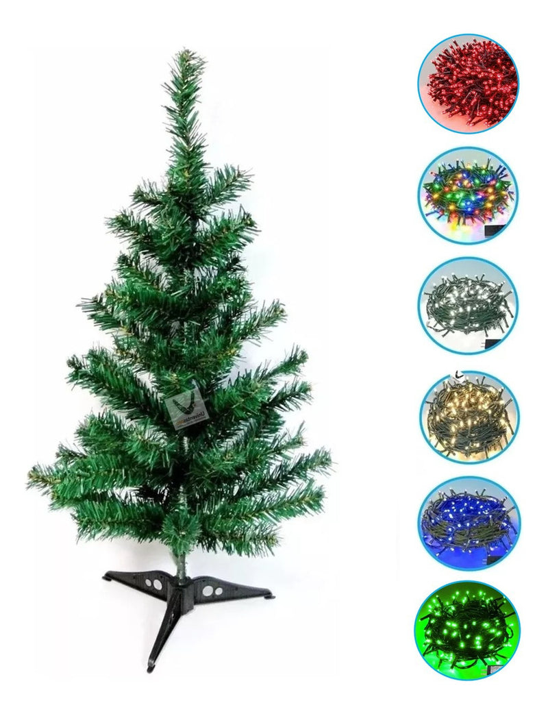 Árbol De Navidad 90cm - Ramas Verdes Con Luces Led