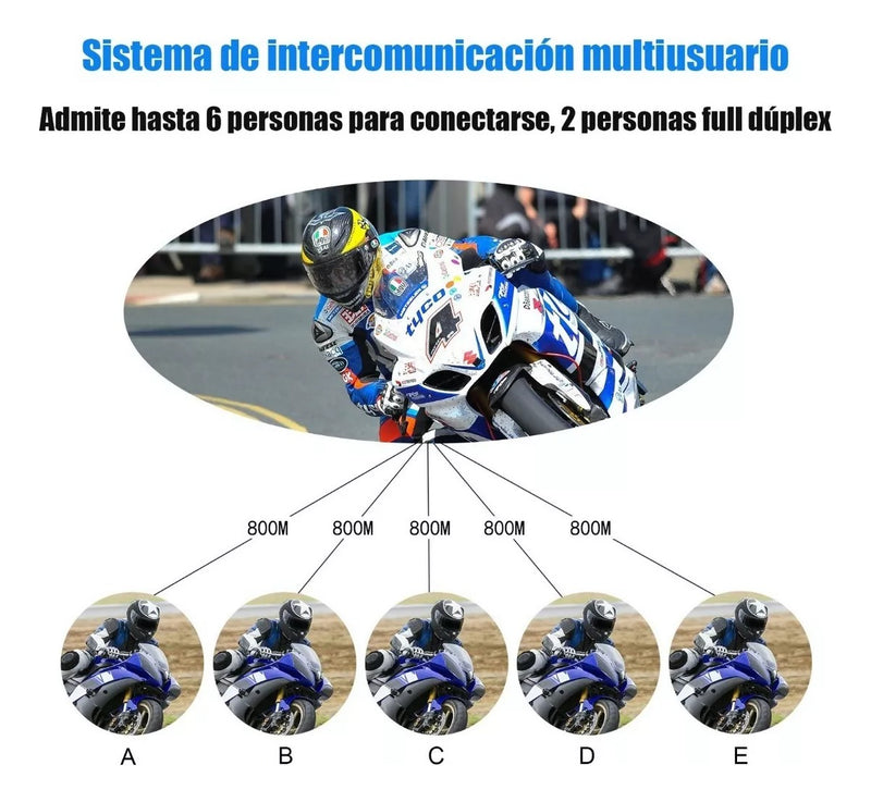 Casco V6 Pro Intercomunicador Bluetooth